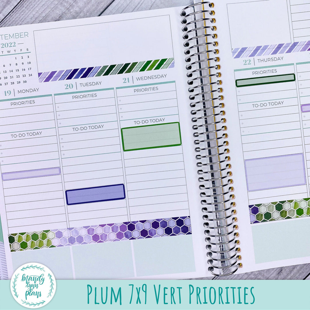 Plum 7x9 Vertical Priorities Labels - 1 Line || Skinny Labels