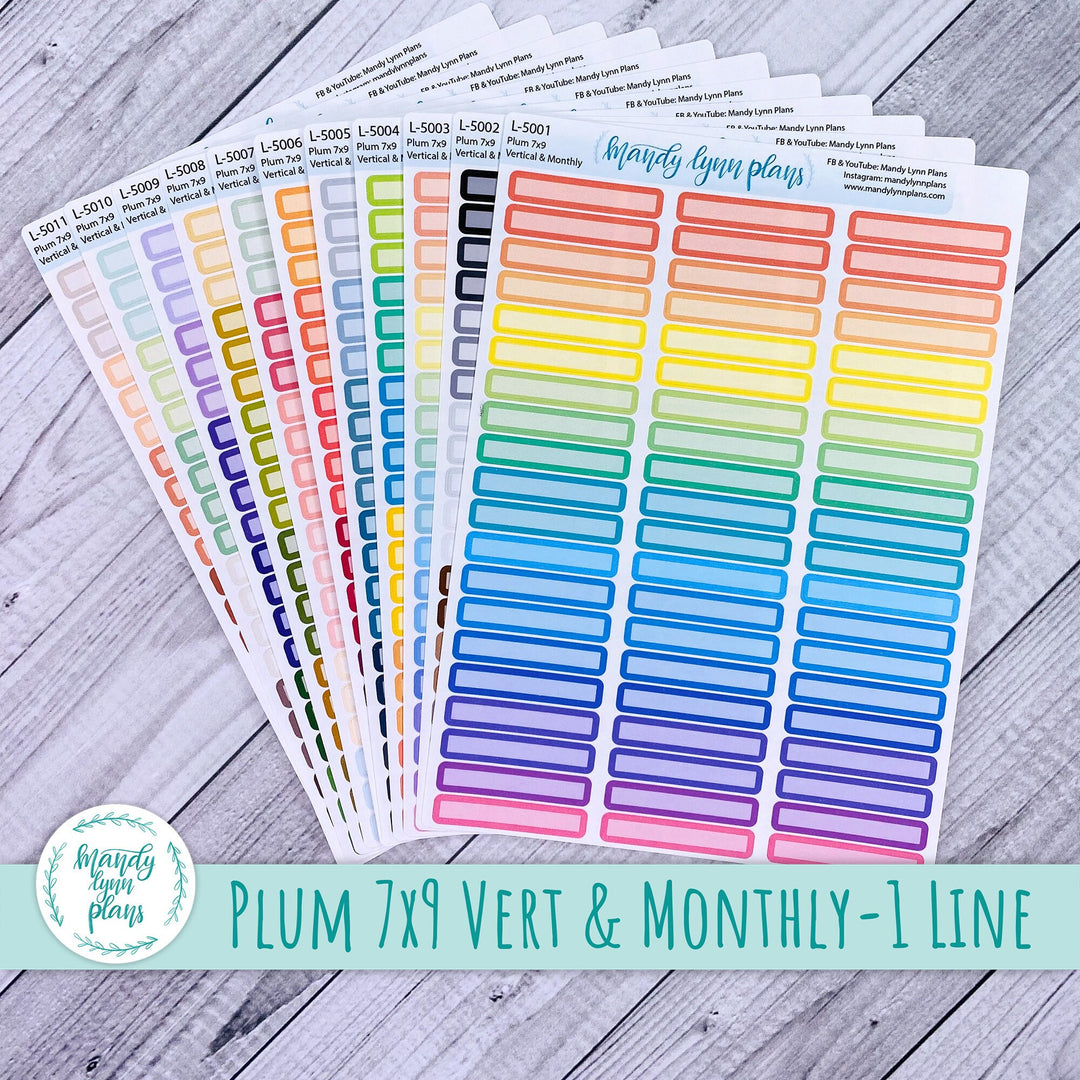Plum 7x9 Vertical and Monthly Labels - 1 Line || Skinny Labels