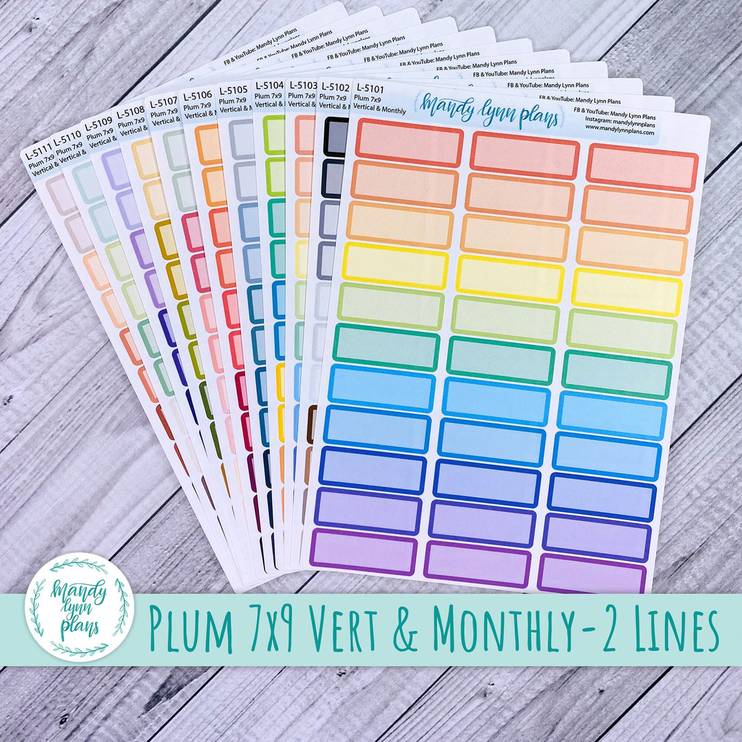 Plum 7x9 Vertical and Monthly Labels - 2 Line || Medium Labels