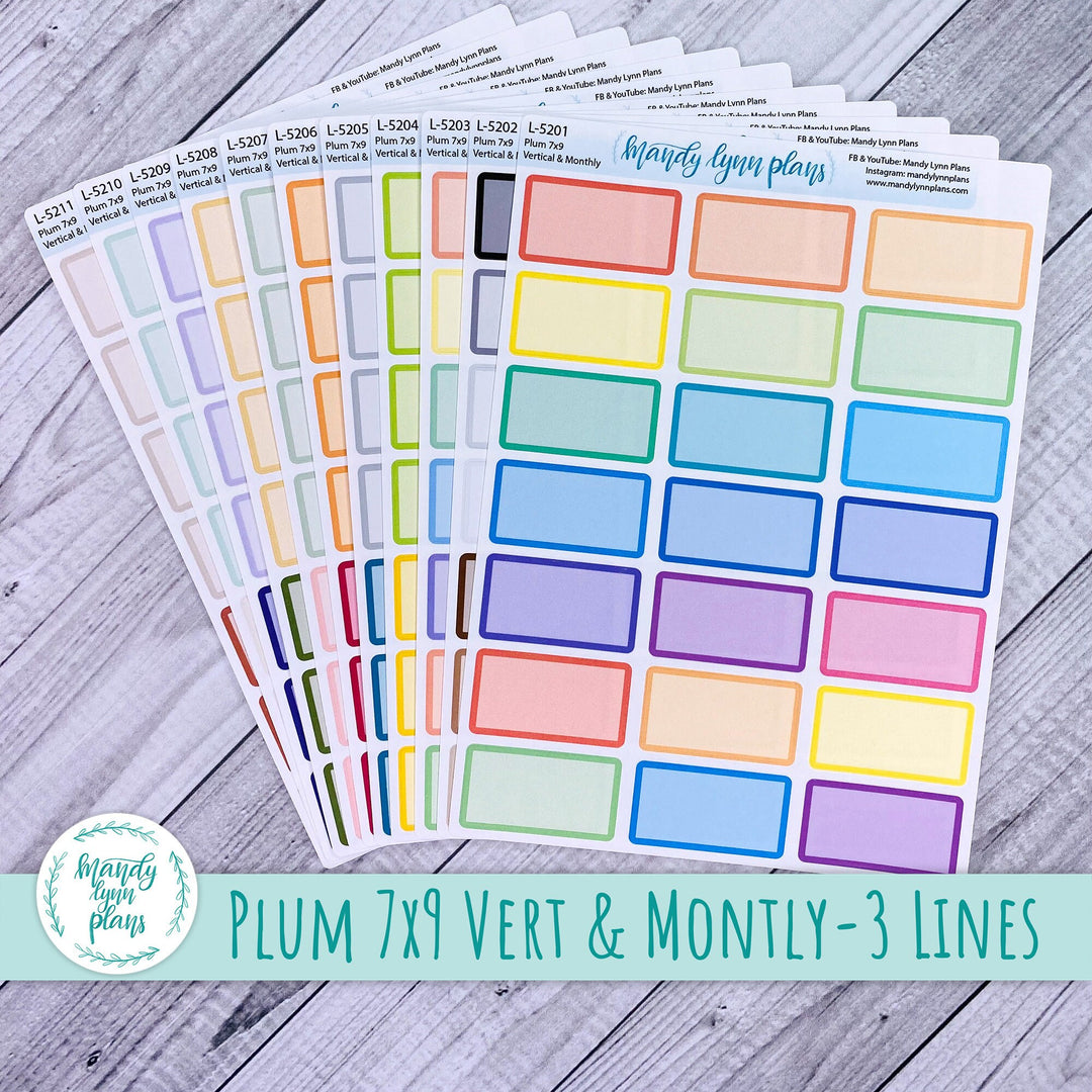 Plum 7x9 Vertical and Monthly Labels - 3 Line || Large Labels
