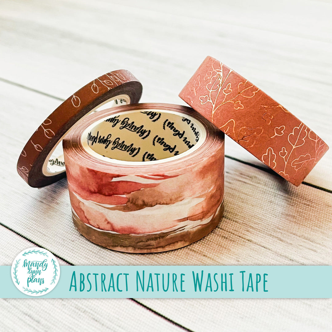Set of 3 Washi Tape || Abstract Nature || Rose Gold Foiled