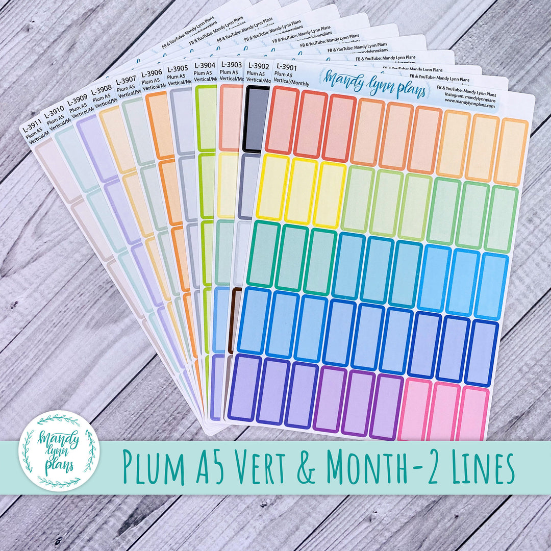 Plum A5 Vertical and Monthly Labels - 2 Lines || Medium Labels