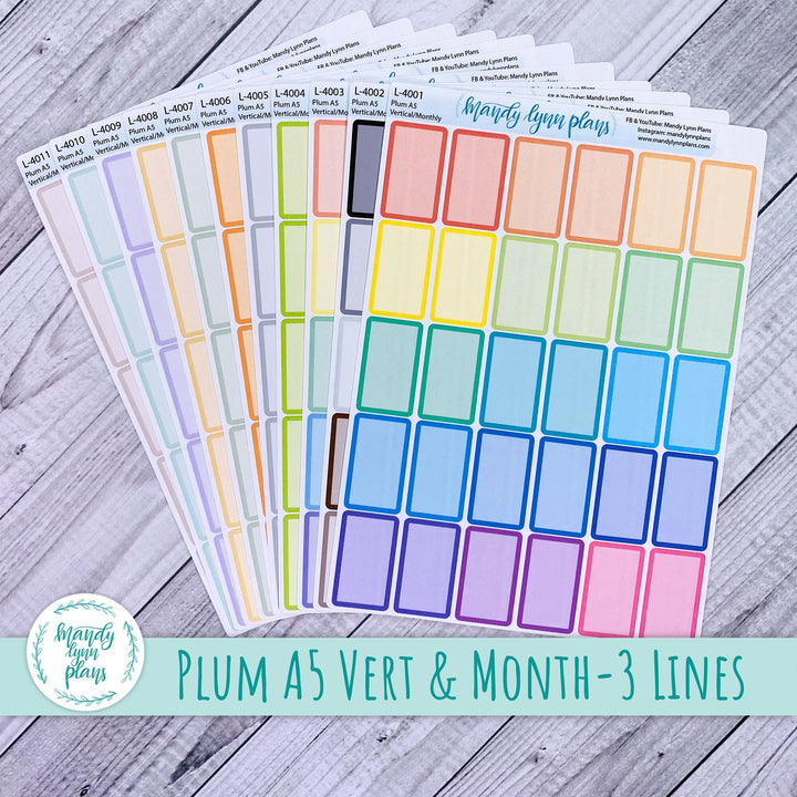 Plum A5 Vertical and Monthly Labels - 3 Lines || Large Labels