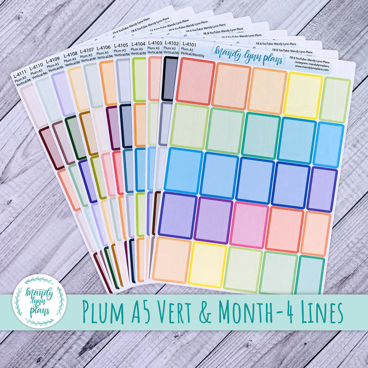 Plum A5 Vertical and Monthly Labels - 4 Lines || XLarge Labels
