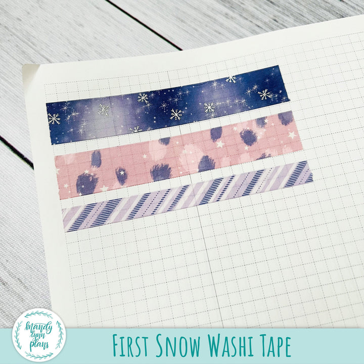 Set of 3 Washi Tape || First Snow || Silver Foiled