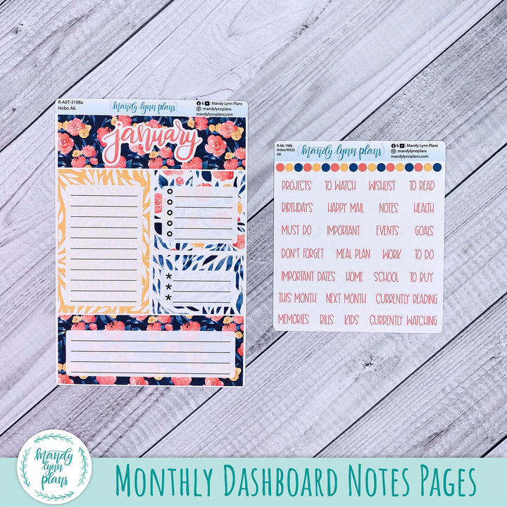 January A6 Hobonichi Dashboard || Bright Floral || R-A6T-3198