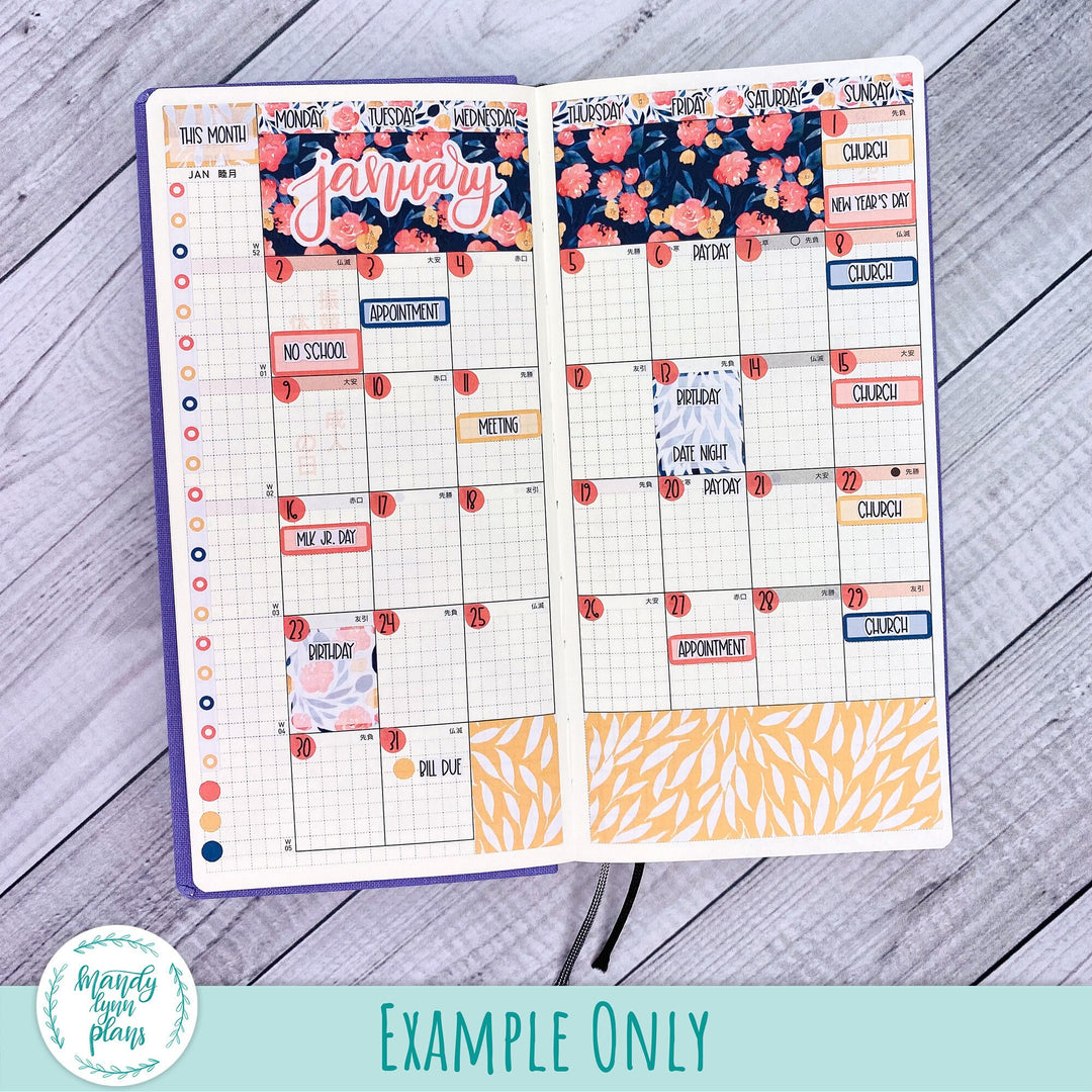 Hobonichi Weeks January 2023 Monthly Kit || Bright Floral || MK-W-2198