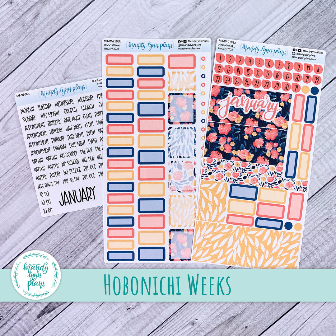 Hobonichi Weeks January 2023 Monthly Kit || Bright Floral || MK-W-2198