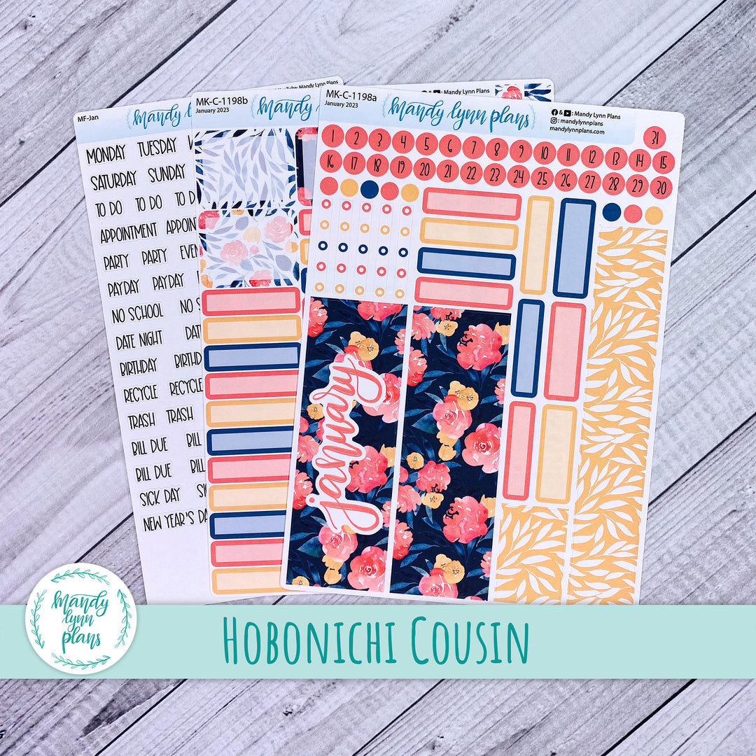 Hobonichi Cousin January 2023 Monthly || Bright Floral || MK-C-1198