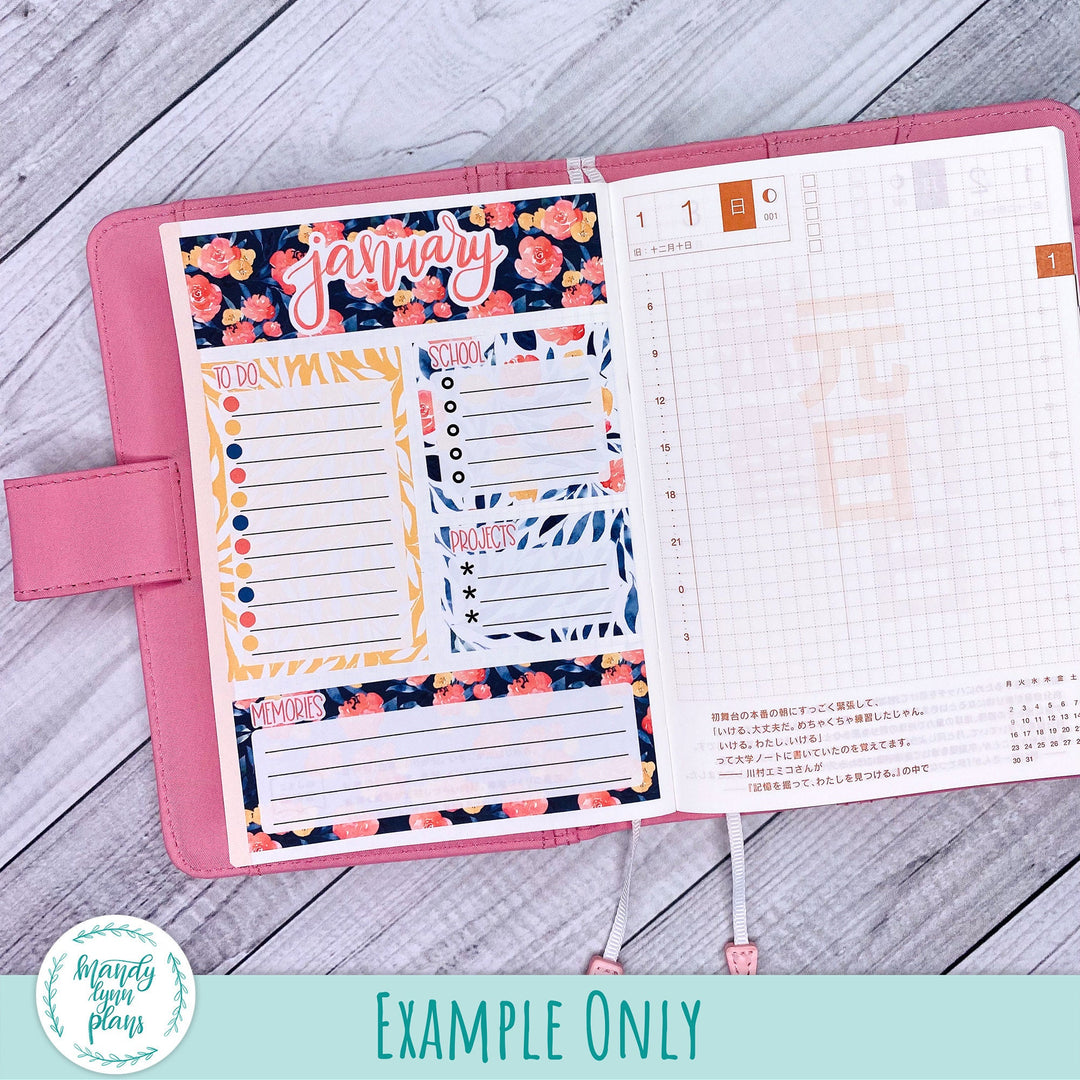 April A6 Hobonichi Dashboard || Pink and Gray Medley | R-A6T-3213