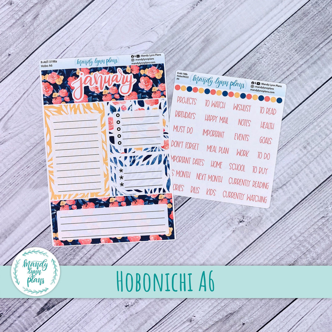 January A6 Hobonichi Dashboard || Bright Floral || R-A6T-3198