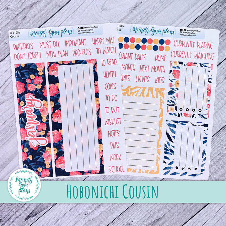 January Hobonichi Cousin Dashboard || Bright Floral || R-1198