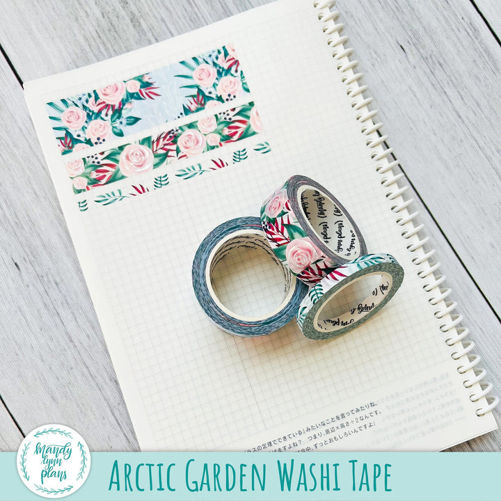 Set of 3 Washi Tape || Arctic Garden || Silver Foiled