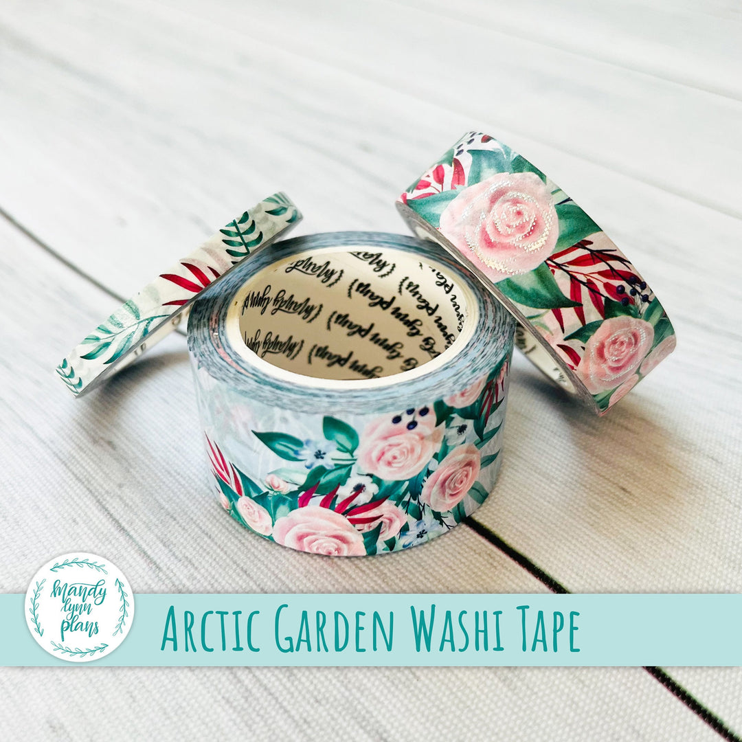 Set of 3 Washi Tape || Arctic Garden || Silver Foiled
