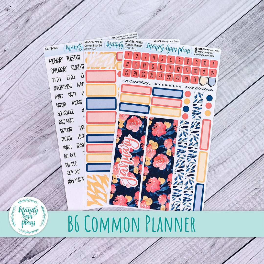 January 2023 B6 Common Planner Monthly Kit || Bright Floral || MK-SB6-7198