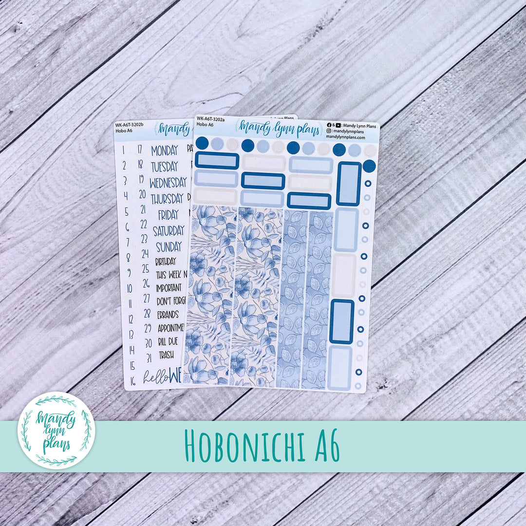 Hobonichi A6 Weekly Kit || Blue Blooms || WK-A6T-3202