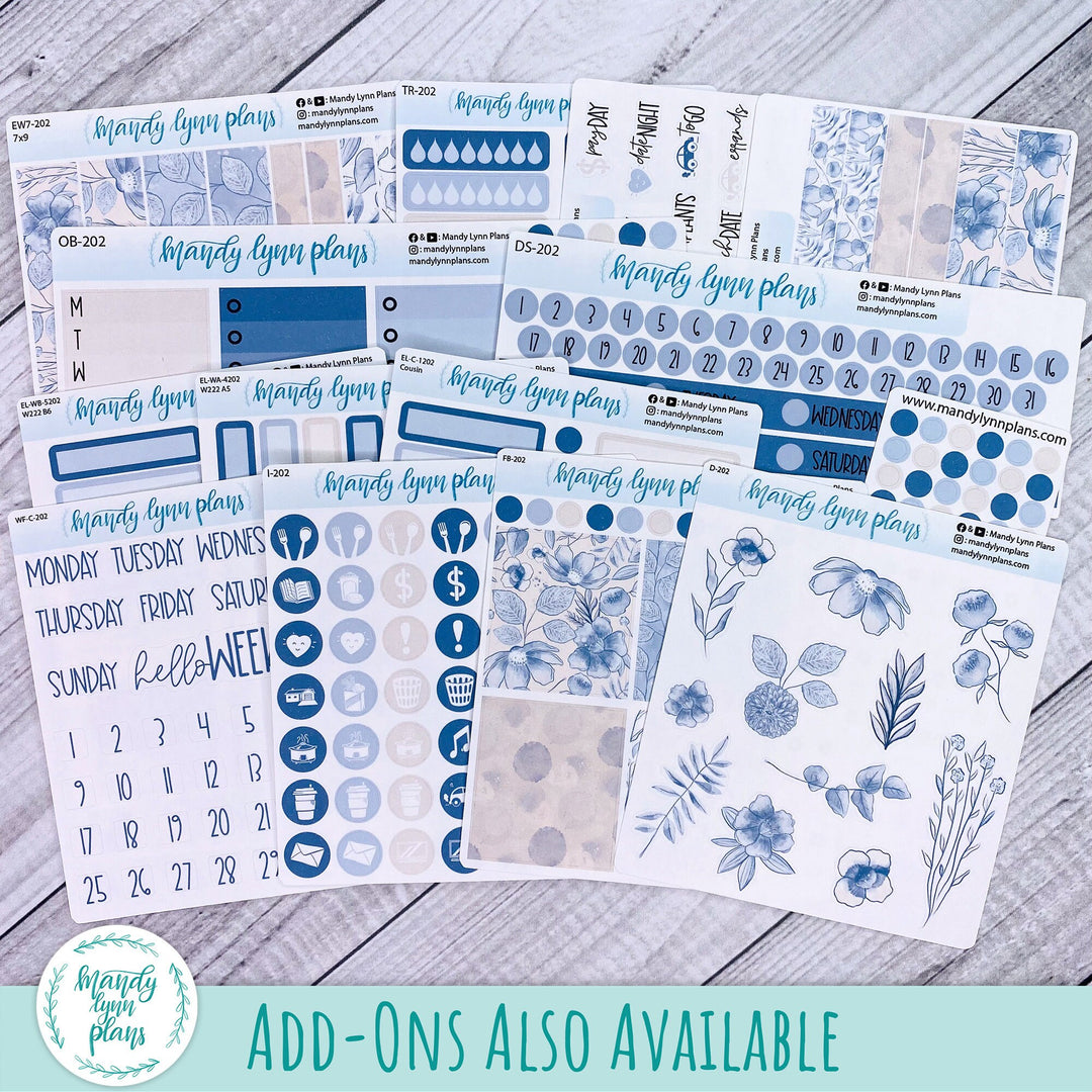 Any Month Hobonichi Weeks Monthly Kit || Blue Blooms || MK-W-2202