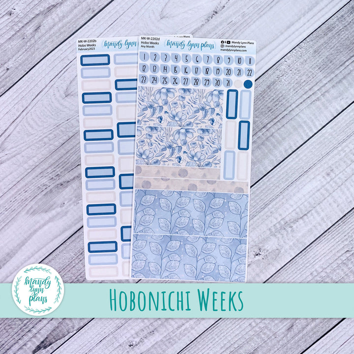 Any Month Hobonichi Weeks Monthly Kit || Blue Blooms || MK-W-2202