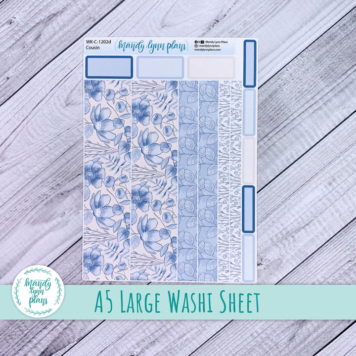 Blue Blooms Large Washi Sheet || WK-C-1202D