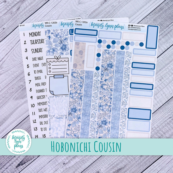 Hobonichi Cousin Weekly Kit || Blue Blooms || WK-C-1202