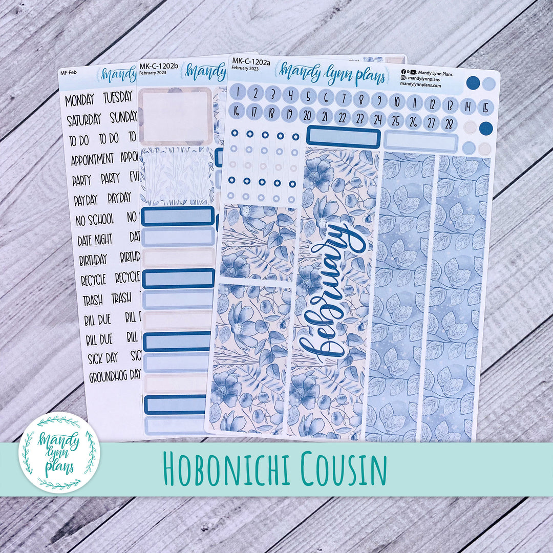 Hobonichi Cousin February 2023 Monthly || Blue Blooms || MK-C-1202
