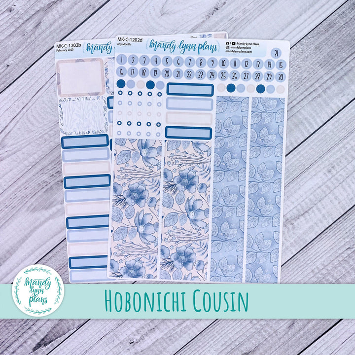 Any Month Hobonichi Cousin Monthly Kit || Blue Blooms || MK-C-1202