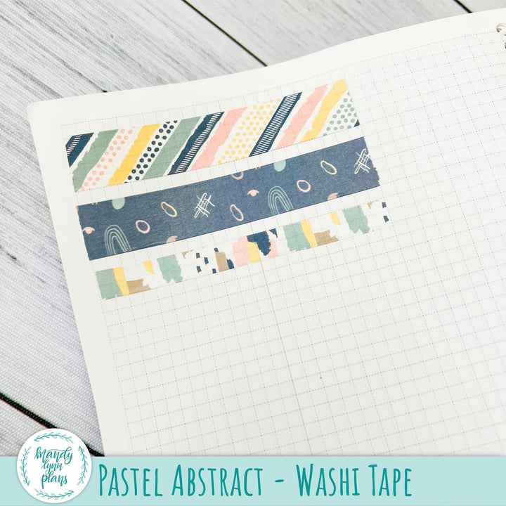 Set of 3 Washi Tape || Pastel Abstract || Silver Foiled