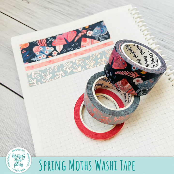 Set of 3 Washi Tape || Spring Moths || Rose Gold Foiled
