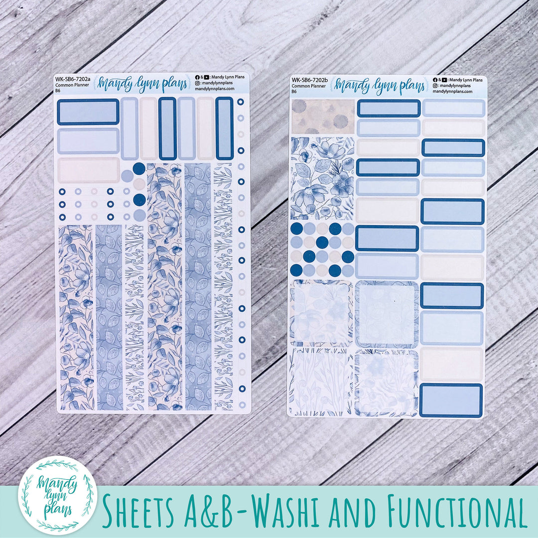 B6 Common Planner Weekly Kit || Blue Blooms || WK-SB6-7202