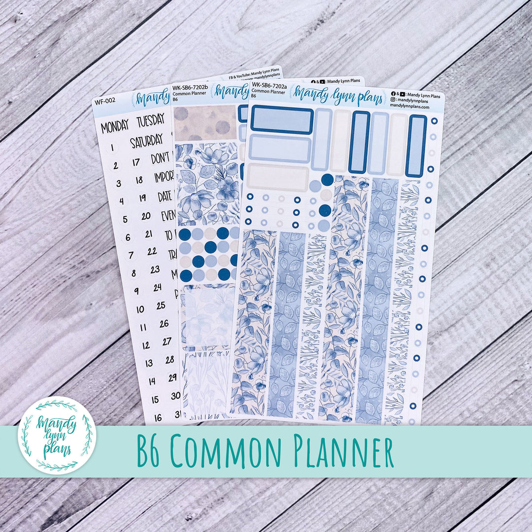 B6 Common Planner Weekly Kit || Blue Blooms || WK-SB6-7202