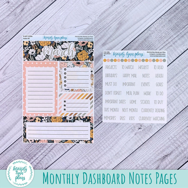 March A6 Hobonichi Dashboard || Boho Floral || R-A6T-3208