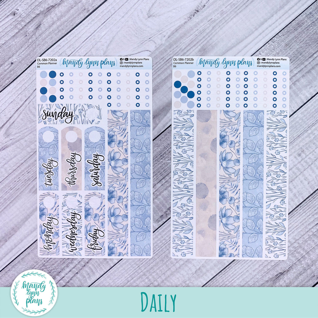 B6 Common Planner Daily Kit || Blue Blooms || DL-SB6-7202