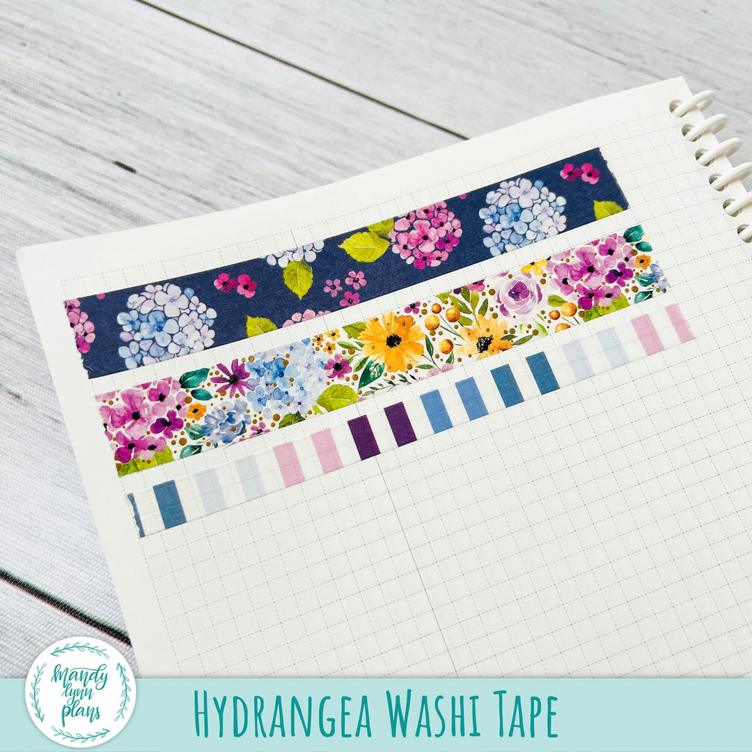 Set of 3 Washi Tape || Hydrangea || Gold Foiled