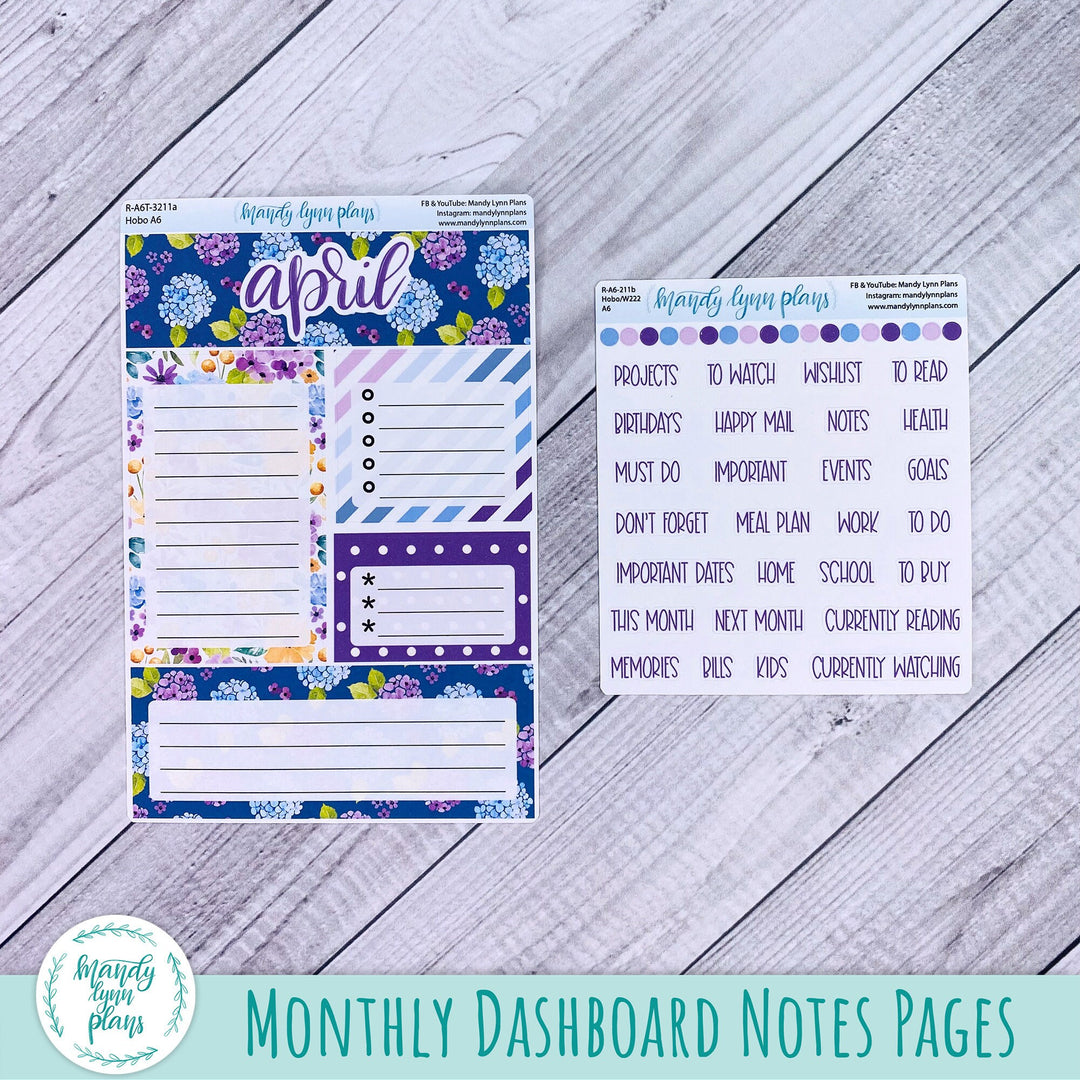 April A6 Hobonichi Dashboard || Hydrangeas || R-A6T-3211