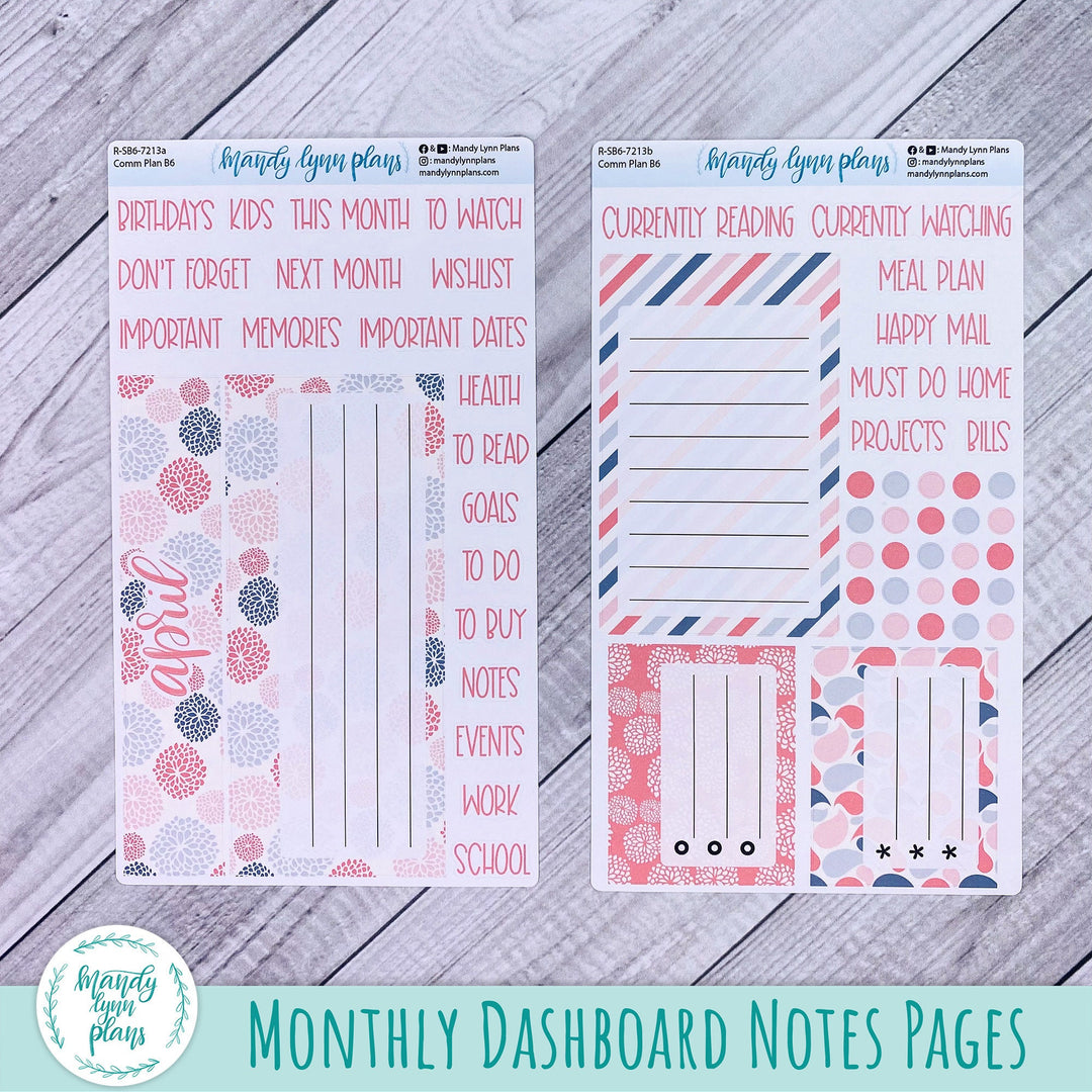 April B6 Common Planner Dashboard || Pink and Gray Medley || R-SB6-7213