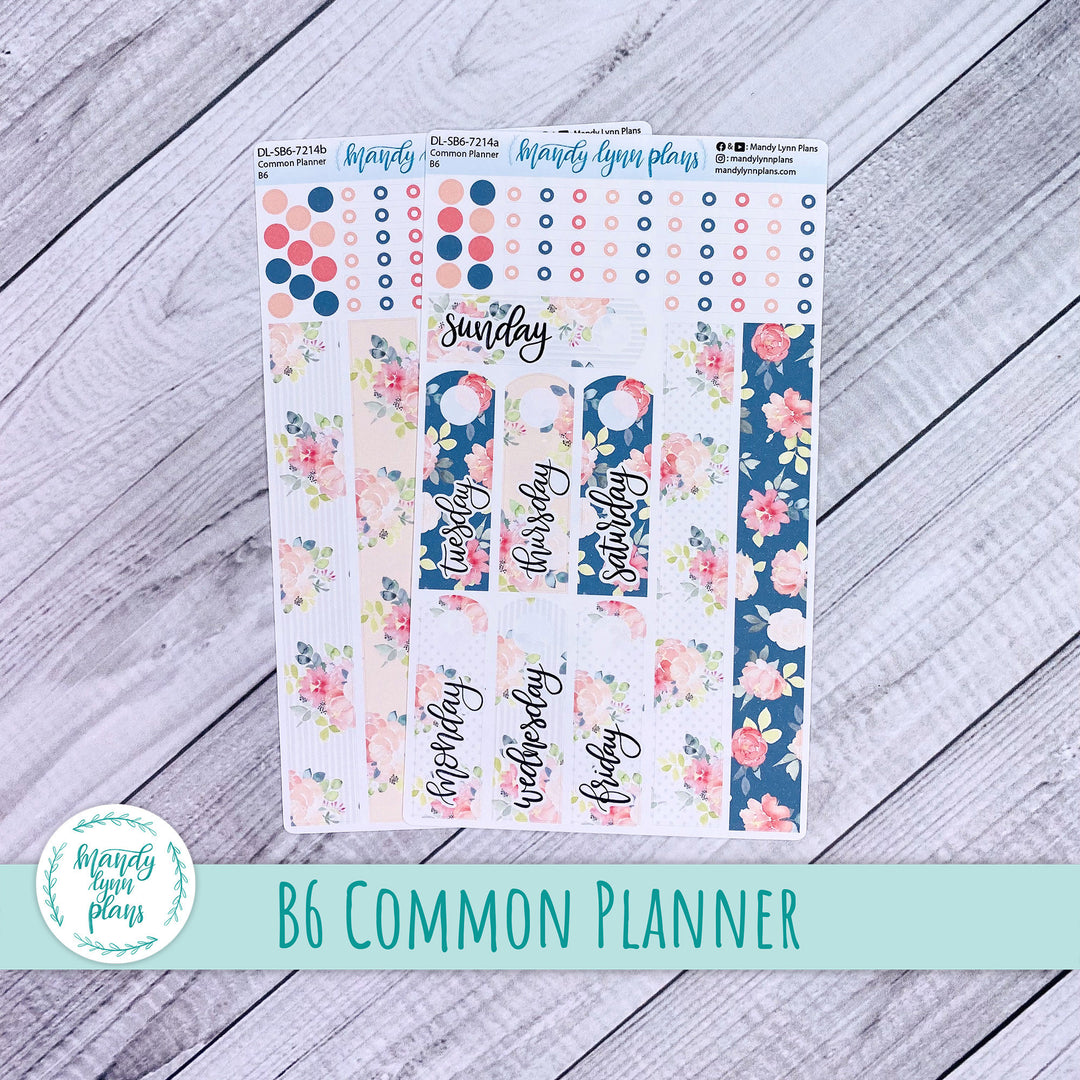 B6 Common Planner Daily Kit || Pretty Peonies || DL-SB6-7214