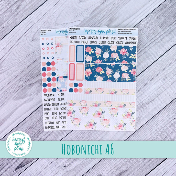 Any Month Hobonichi A6 Monthly Kit || Pretty Peonies || MK-A6T-3214