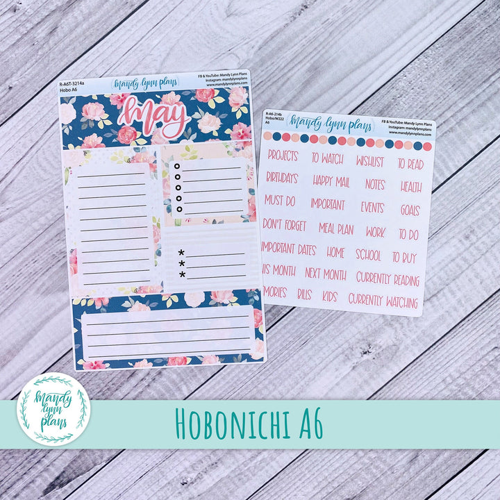 May A6 Hobonichi Dashboard || Pretty Peonies || R-A6T-3214