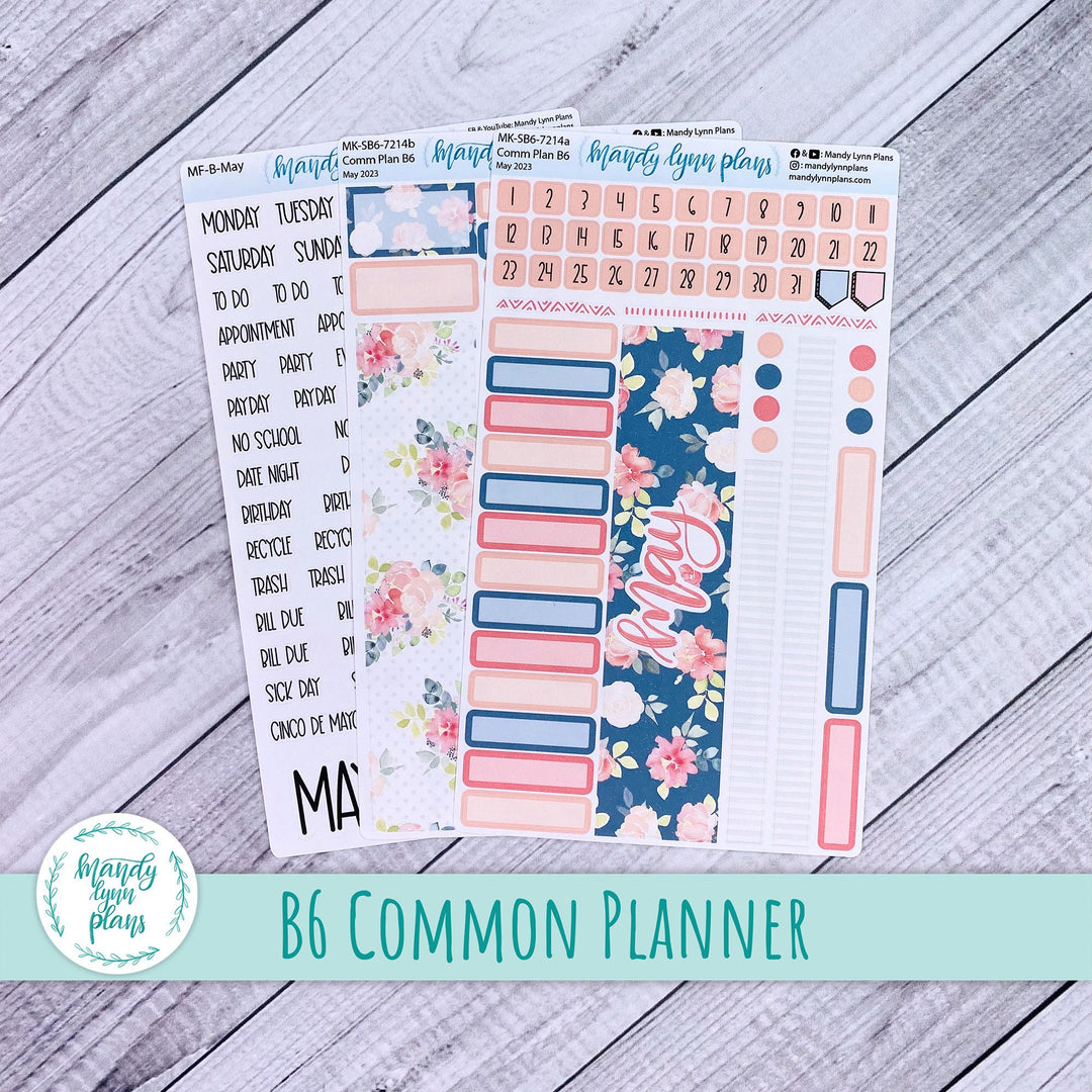 May 2023 B6 Common Planner Monthly Kit || Pretty Peonies || MK-SB6-7214