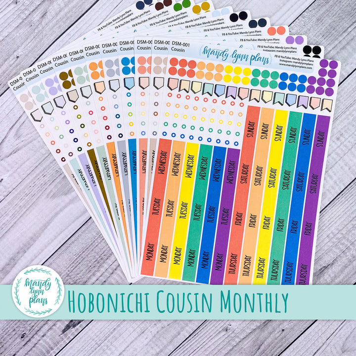 Sunday or Monday Start Hobonichi Cousin Monthly Day Cover Strips