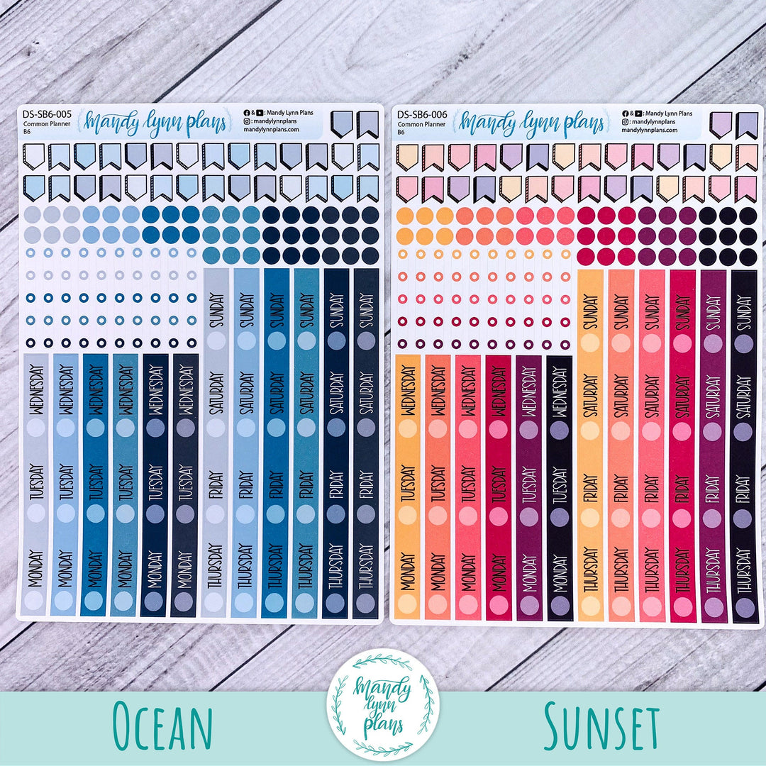 B6 Common Planner Weekly Days and Date Cover Strips