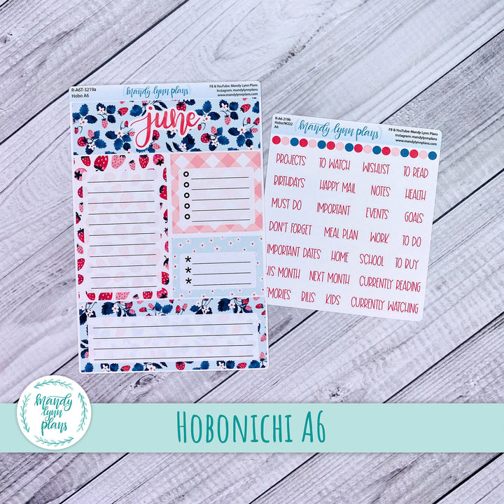 June A6 Hobonichi Dashboard || Strawberries || R-A6T-3219