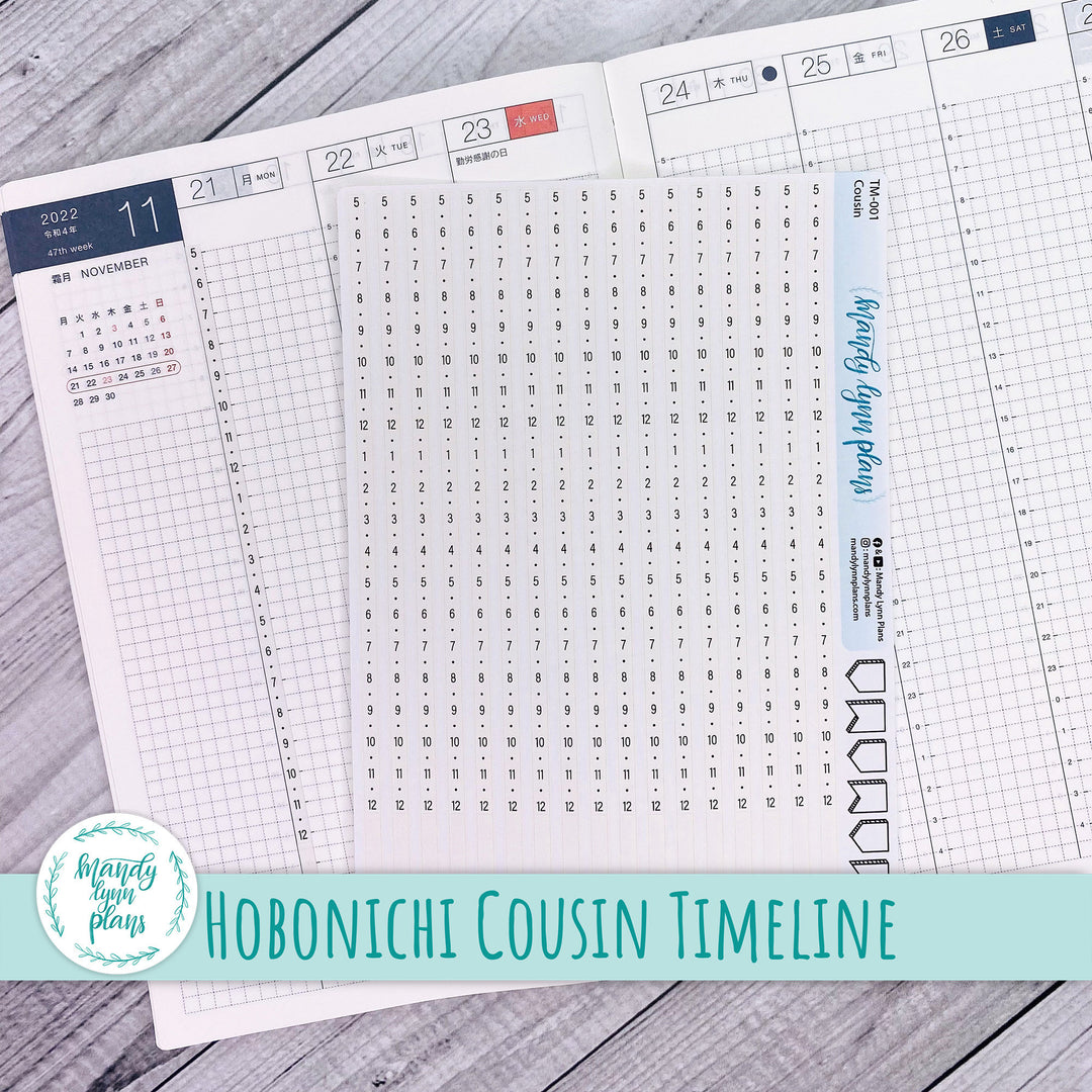 Hobonichi Cousin Timeline Strips for Weekly and Daily || 5am-Midnight and 7am-5pm