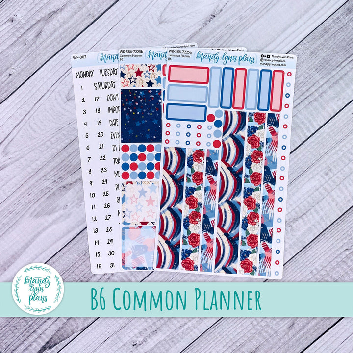 B6 Common Planner Weekly Kit || Red, White and Blue || WK-SB6-7225