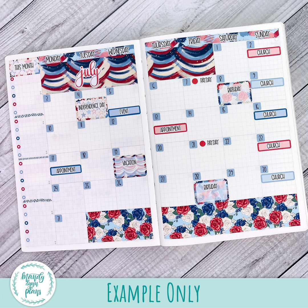 July 2023 B6 Common Planner Monthly Kit || Red, White and Blue || MK-SB6-7225