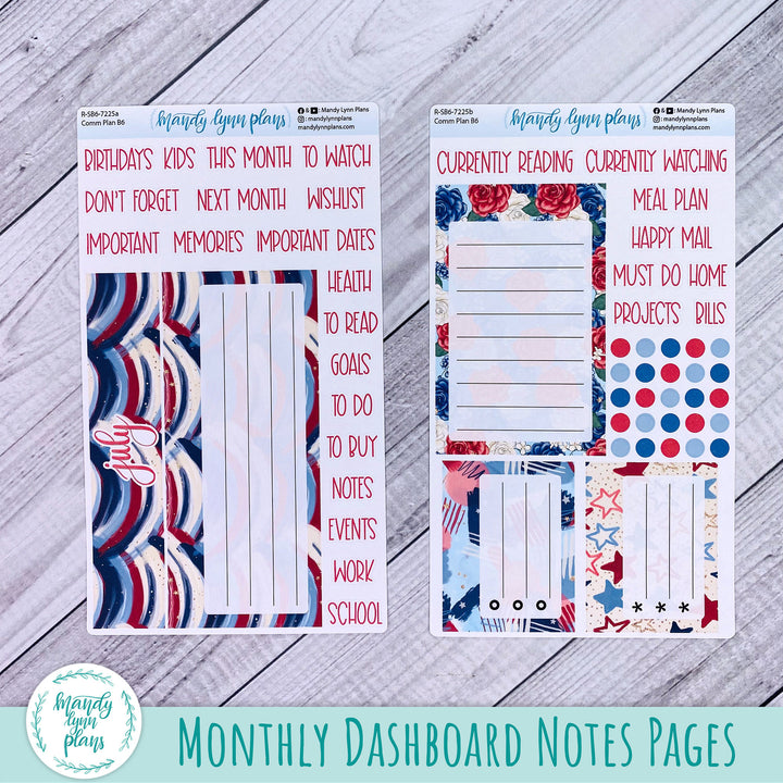 July B6 Common Planner Dashboard || Red, White and Blue || R-SB6-7225