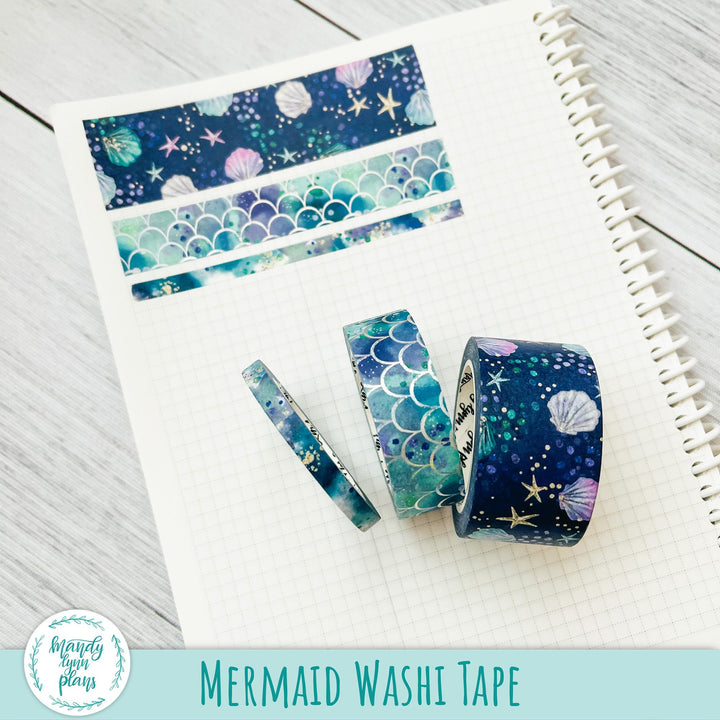 Set of 3 Washi Tape || Mermaid || Silver Holographic Foiled