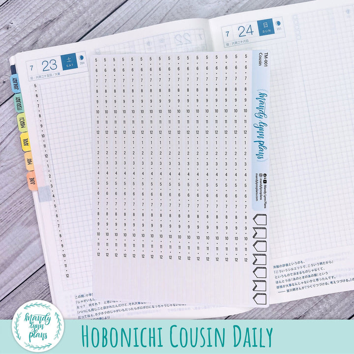 Hobonichi Cousin Timeline Strips for Weekly and Daily || 5am-Midnight and 7am-5pm