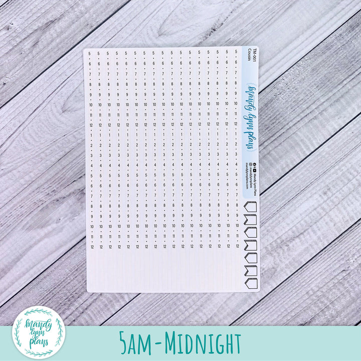 Hobonichi Cousin Timeline Strips for Weekly and Daily || 5am-Midnight and 7am-5pm