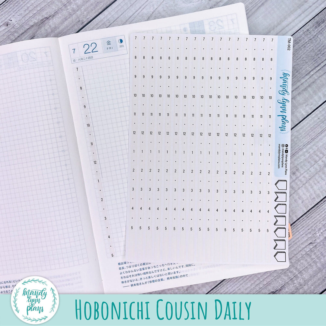 Hobonichi Cousin Timeline Strips for Weekly and Daily || 5am-Midnight and 7am-5pm